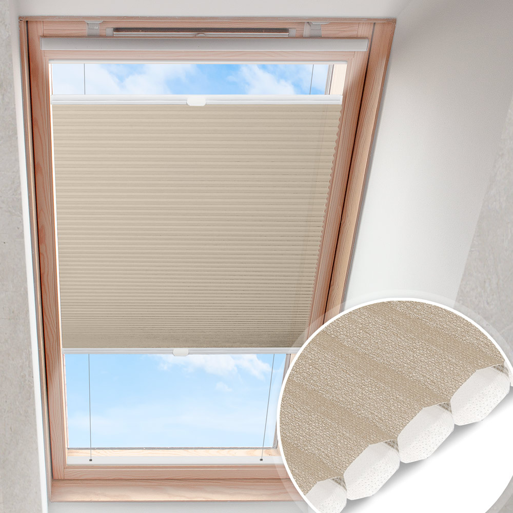 Plissee do okna dachowego Ciemnobeżowy | Plaster miodu