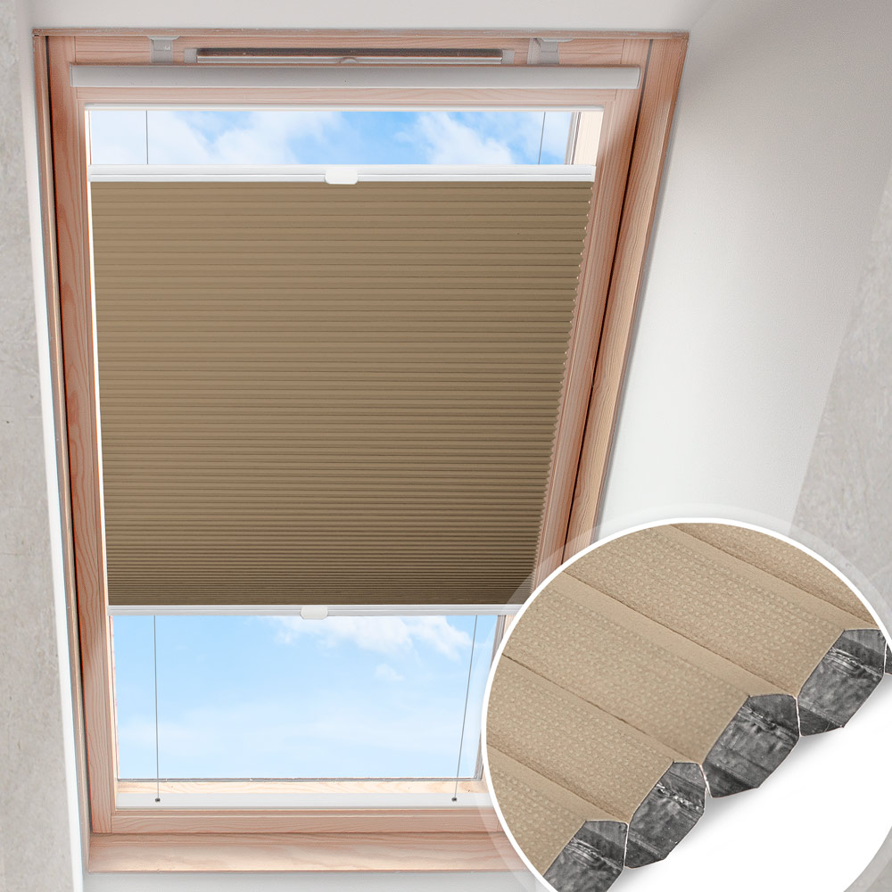 Roleta plisowana do okna dachowego Orzechowy brąz | zaciemniająca struktura plastra miodu