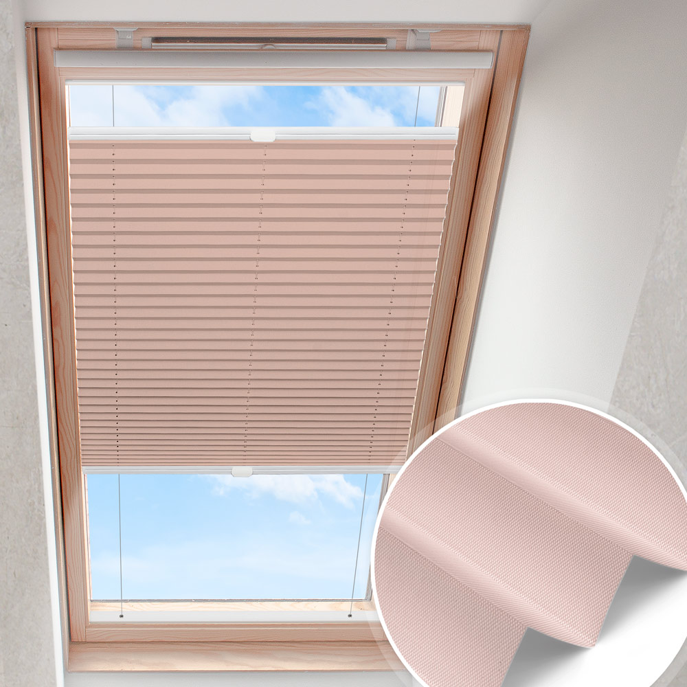 Plisa do okna dachowego delikatny róż | zaciemniające