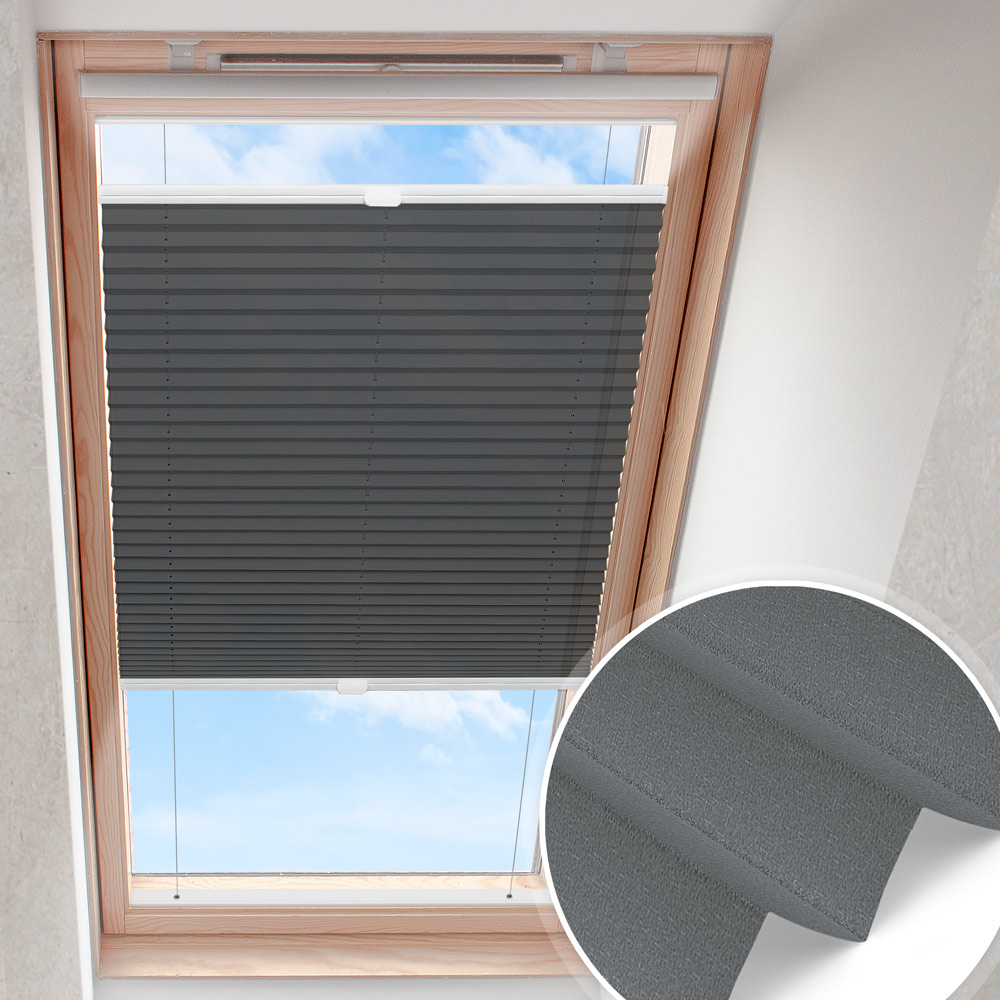 Roleta plisowana do okien dachowych szara | zaciemniająca